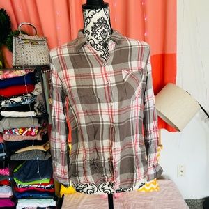 Woolrich Women’s Multicolor Flannel plaid button down long sleeve shirt M